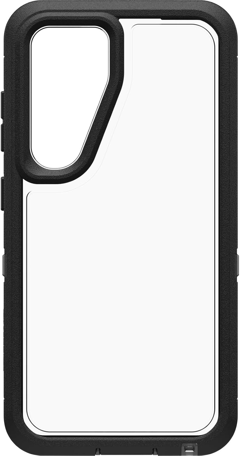OtterBox Samsung Galaxy S24 Defender Series XT Clear Case - Dark Side (Clear/Black), Screenless, Rugged, Lanyard Attachment