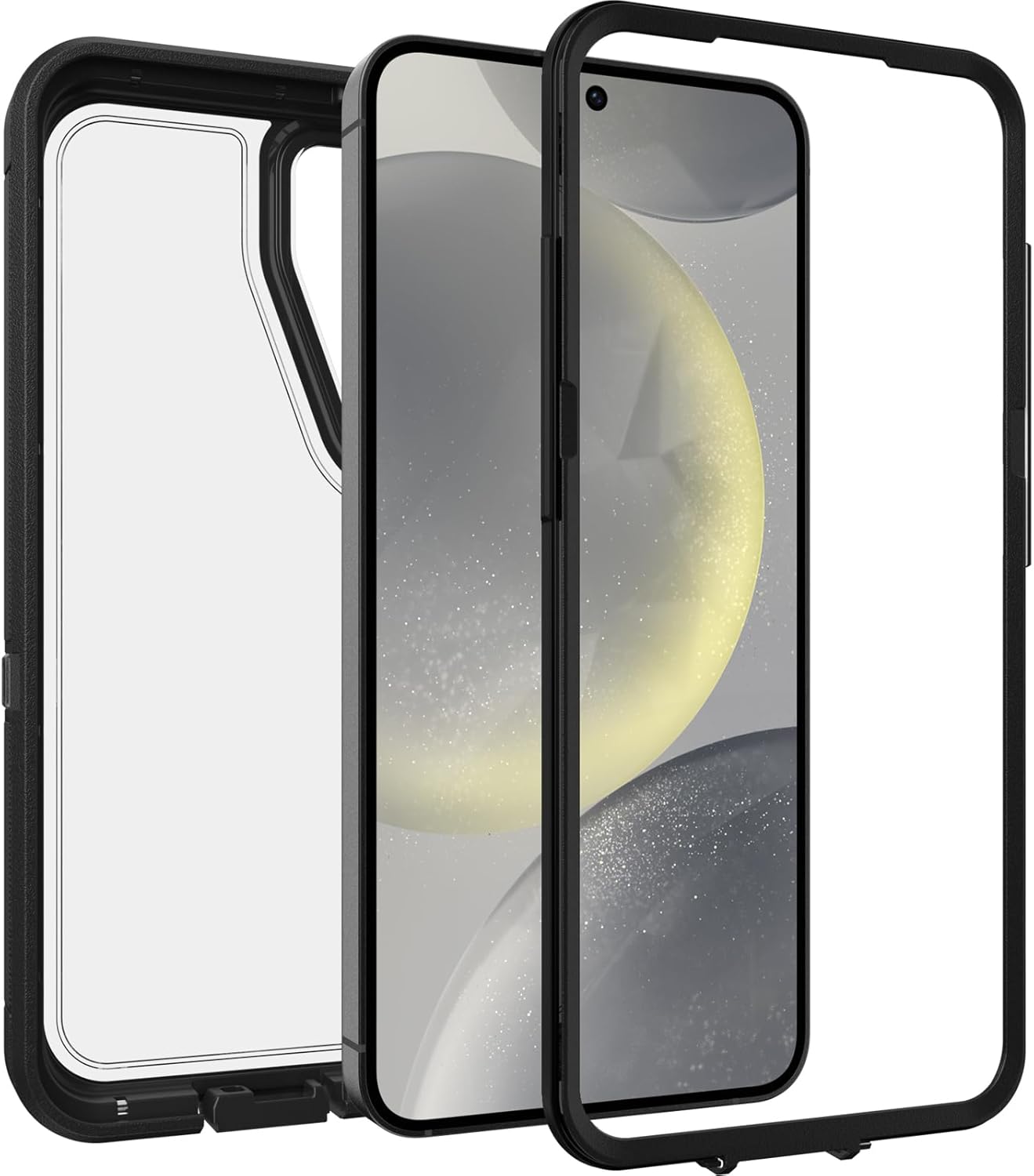 OtterBox Samsung Galaxy S24 Defender Series XT Clear Case - Dark Side (Clear/Black), Screenless, Rugged, Lanyard Attachment