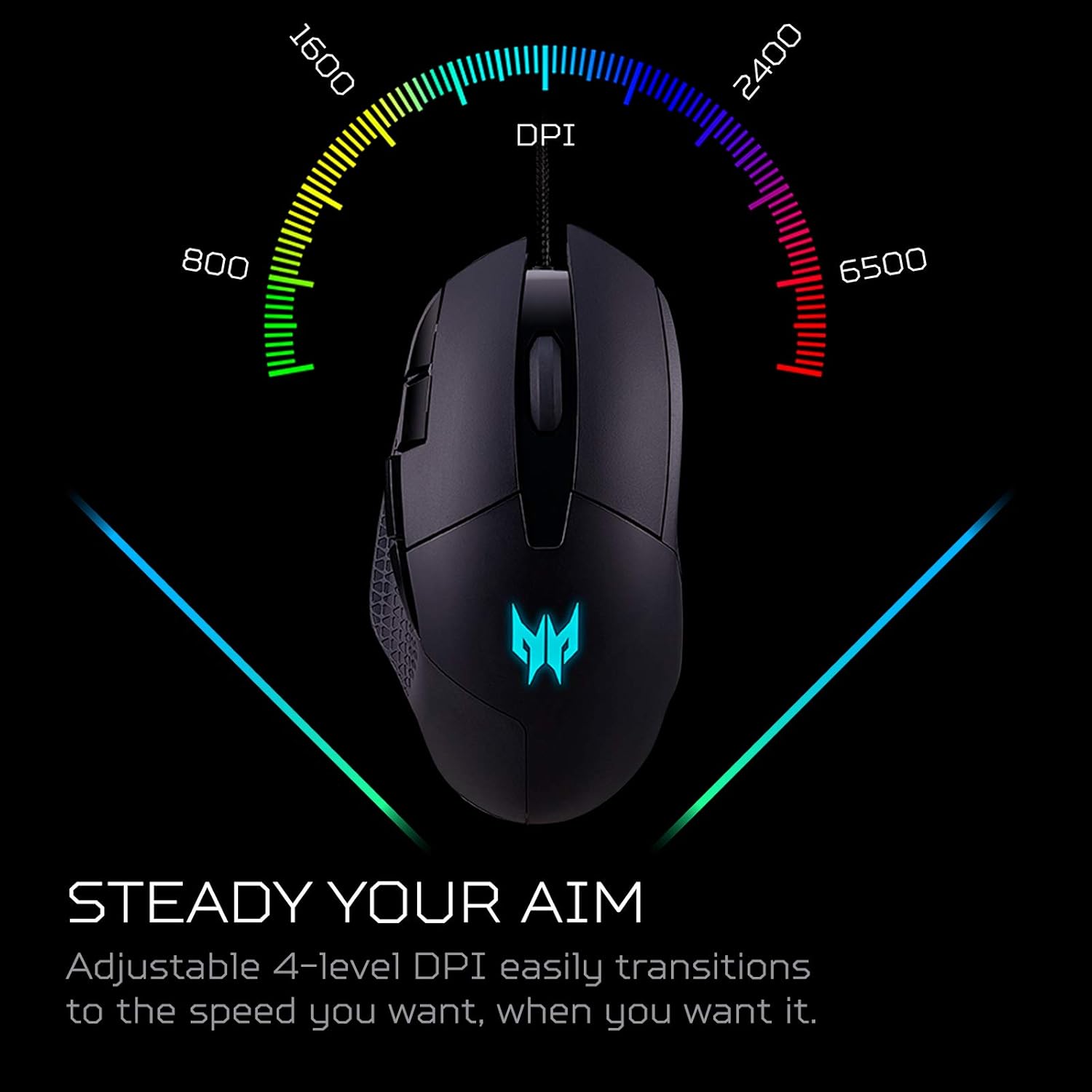 acer Predator Cestus 315 Gaming Mouse with PixArt Sensor, Adjustable DPI & 8 Buttons Including Burst Fire, (Pack of 1)