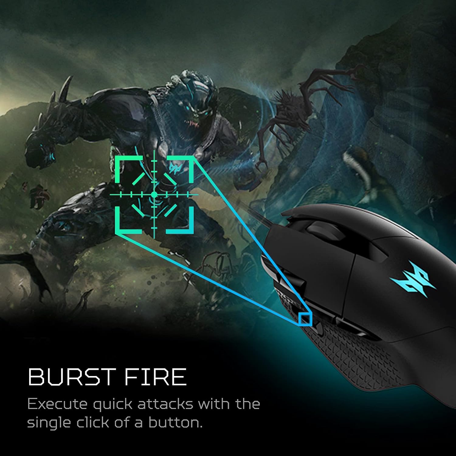 acer Predator Cestus 315 Gaming Mouse with PixArt Sensor, Adjustable DPI & 8 Buttons Including Burst Fire, (Pack of 1)