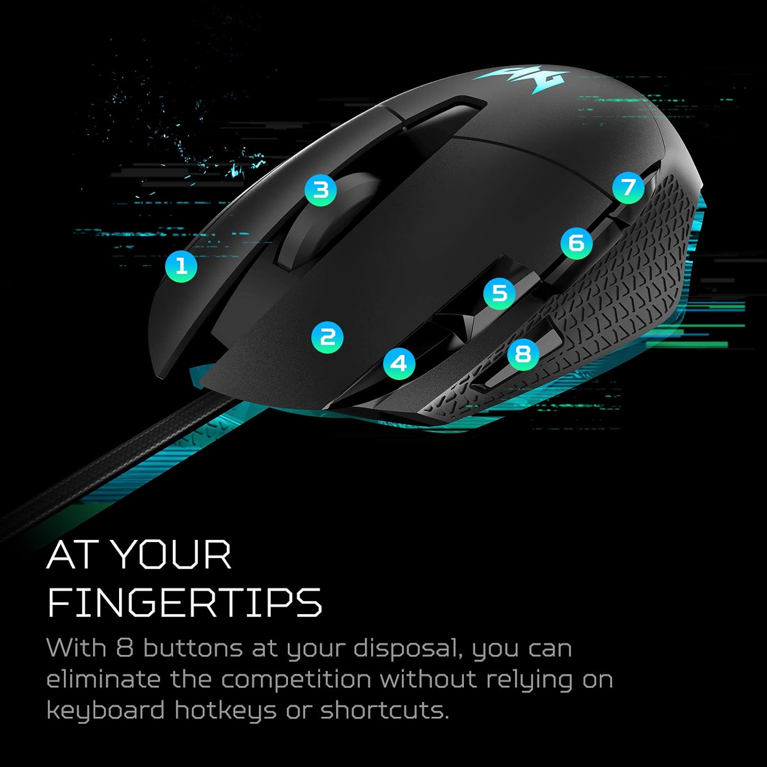 acer Predator Cestus 315 Gaming Mouse with PixArt Sensor, Adjustable DPI & 8 Buttons Including Burst Fire, (Pack of 1)
